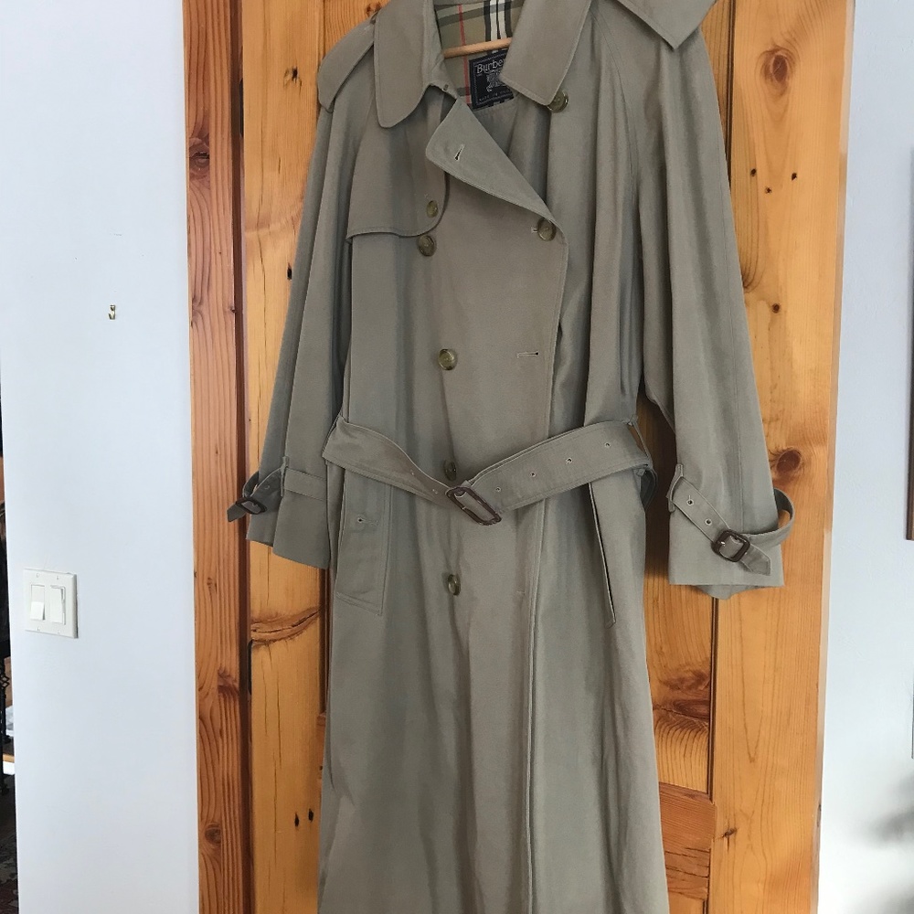 Burberry’s Raincoat, tan with plaid lining